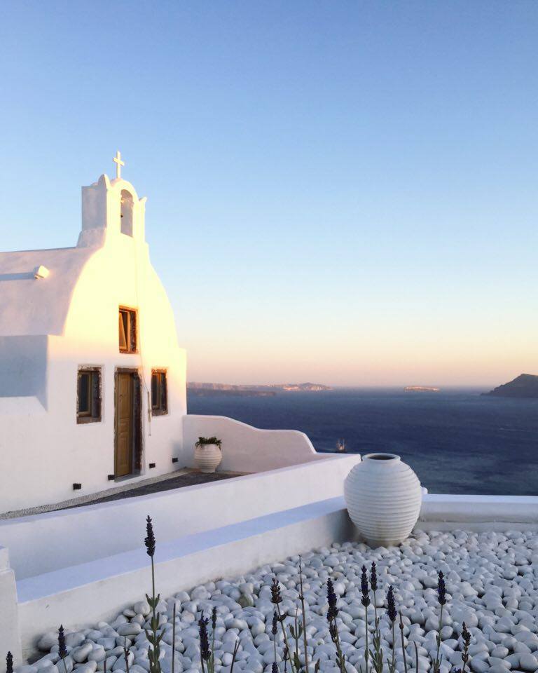 White church in Santorini Greece