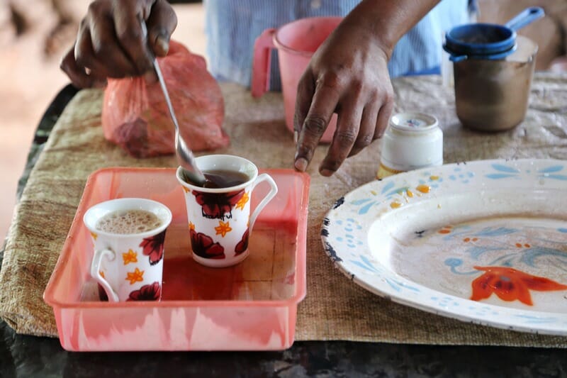 Hot tea in Knuckles Range in Sri Lanka